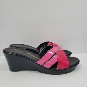 Athena Alexander Women's Pink Black Wedge Heels Sandals US Size 9